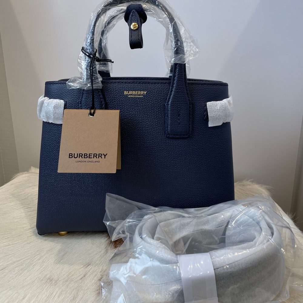 Blue Burberry House Check Small Leather Banner Satchel - Picture 1 of 8